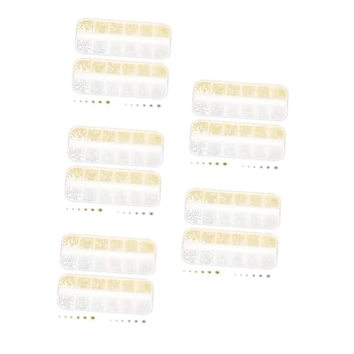 WOFASHPURET 10 Boxen Boxen Metall Nagelkunst Charms Gold Silber Mikro Caviar Perlen Stahlkugeln Nagelverzierung Sortierbox für DIY Maniküre Zubehör Kreative Nageldesigns von WOFASHPURET