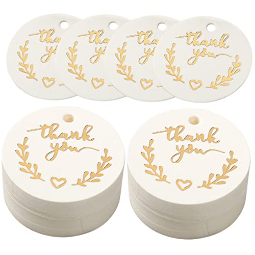 WOFASHPURET 100 Stück Runde Dankeschön Anhänger Dekorative Etiketten für Partys Hochzeiten Vielseitige Dankeschön Labels Schnur für Kreative Verpackungen von WOFASHPURET