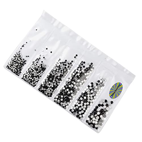 WOFASHPURET 1364 Stück Nail Art Strasssteine Glitzernde Dekoration für DIY Maniküre Schwarz für Kreative Nageldesigns von WOFASHPURET
