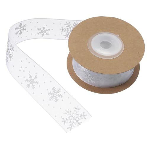 WOFASHPURET 1Rolle Dekorationsband Geschenkband mit Draht Weihnachten DIY Projekte Geschenkpäckchen und Festliche Dekorationen Weißes Schneeflockenband WOFASHPURET 1Rolle Dekorationsband Geschenkband mit Draht Weihnachten DIY Projekte Geschenkpäckchen und Festliche Dekorationen Weißes Schneeflockenband von WOFASHPURET