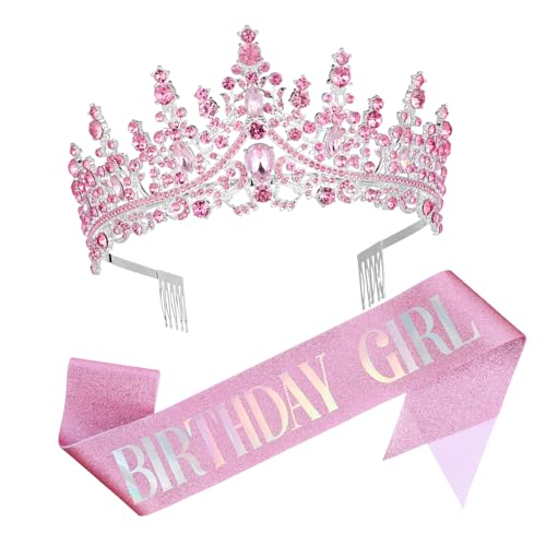 WOFASHPURET 1Satz Geburtstagsdeko mit Tiara und Schärpe für Kristallkrone Verstellbare Geburtstagsschärpe Party Dekoration für Geburtstagsfeiern und Besondere Anlässe WOFASHPURET 1Satz Geburtstagsdeko mit Tiara und Schärpe für Kristallkrone Verstellbare Geburtstagsschärpe Party Dekoration für Geburtstagsfeiern und Besondere Anlässe von WOFASHPURET