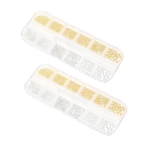 WOFASHPURET 2 Boxen Metall Nagelkunst Charms Fächer Box Gold Silber Mikro Caviar Beads Stahlperlen für DIY Maniküre Nagelperlen Schmuckdekoration Manicure Art Decoration WOFASHPURET 2 Boxen Metall Nagelkunst Charms Fächer Box Gold Silber Mikro Caviar Beads Stahlperlen für DIY Maniküre Nagelperlen Schmuckdekoration Manicure Art Decoration von WOFASHPURET