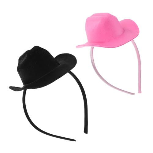 WOFASHPURET 2 Stück Teiliges Mini Cowgirl Hut Stirnband Western Haaraccessoire für Frauen Mädchen Dekoratives Cowboyhut Kopfband für Halloween Karneval Westernpartys und Kostümfeiern von WOFASHPURET