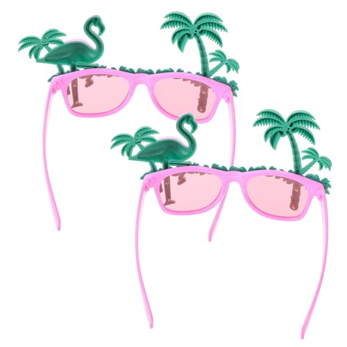 WOFASHPURET 2 Stücke Flamingo-Brille tropische Strandsonnenbrille Spaß Flamingo-Partyzubehör Kleid albern lustige brillen party lustig brillen Hawaii Brille Flamingo Rosa von WOFASHPURET