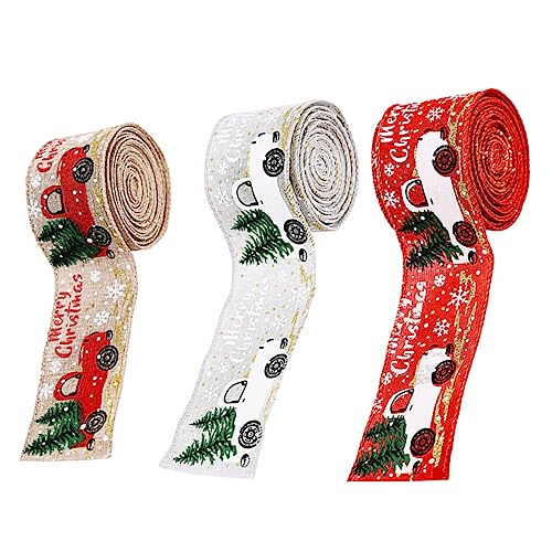 WOFASHPURET 3 Rollen Weihnachtsband Geschenkband Dekorativ für Diy Geschenkverpackung Weihnachtsbaum und Kranzdeko in Rot Natur WOFASHPURET 3 Rollen Weihnachtsband Geschenkband Dekorativ für Diy Geschenkverpackung Weihnachtsbaum und Kranzdeko in Rot Natur von WOFASHPURET