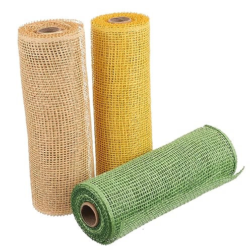 WOFASHPURET 3 Stück Jute Mesh für Blumensträuße Diy Verpackungsnetz für Wreaths Geschenkbänder und Dekorationen Gelb Creme WOFASHPURET 3 Stück Jute Mesh für Blumensträuße Diy Verpackungsnetz für Wreaths Geschenkbänder und Dekorationen Gelb Creme von WOFASHPURET