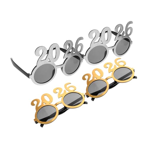 WOFASHPURET 4 Stück Partybrillen mit Glitzerndem Design Leichte Kunststoffbrillen mit Stylischen Runden Gläsern Festliche Silvester und Weihnachts Accessoires für Erwachsene und Foto WOFASHPURET 4 Stück Partybrillen mit Glitzerndem Design Leichte Kunststoffbrillen mit Stylischen Runden Gläsern Festliche Silvester und Weihnachts Accessoires für Erwachsene und Foto von WOFASHPURET