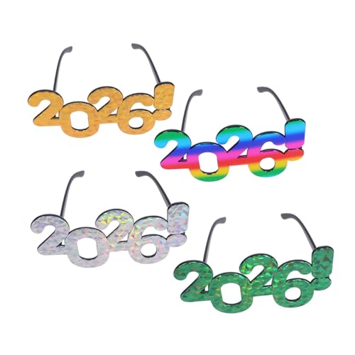 WOFASHPURET 4 Stück Teiliges Party Brillen aus Robustem Pc Material Leichte Bunte Zahlenbrillen als Lustige Fotorequisiten und Festliche Dekoration für Silvester und Feierlichkeiten von WOFASHPURET