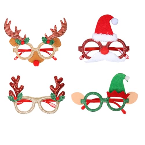 WOFASHPURET 4 Stück Weihnachtliche Partybrillen mit Lustigen Geweih und Weihnachtsmann Motiven Leichte Umweltfreundliche Fotorequisiten für Festliche Dekoration und WOFASHPURET 4 Stück Weihnachtliche Partybrillen mit Lustigen Geweih und Weihnachtsmann Motiven Leichte Umweltfreundliche Fotorequisiten für Festliche Dekoration und von WOFASHPURET