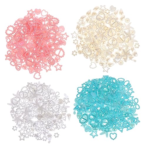 WOFASHPURET 4Taschen Plastic Nail Charms Beads Heart Star Bowknot Designs For DIY Nail Decorations Crafts Jewelry Accessories von WOFASHPURET