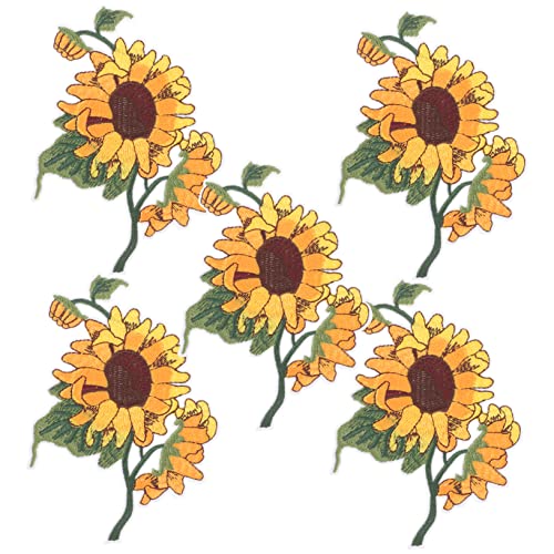 WOFASHPURET 5 Stück Sonnenblumen Applikation Zum Aufbügeln Klein Niedlich Zum Aufbügeln Stickerei Bestickt Für Blumen Patches Applikation Zum Aufnähen Für Kleidung Sonnenblumen von WOFASHPURET