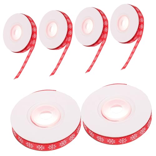 WOFASHPURET 6 Rollen Weihnachtsband Rot Schneeflocken Muster Geschenkband Dekoratives DIY Band für Party Weihnachten Geschenkverpackung Festliche Schleifen WOFASHPURET 6 Rollen Weihnachtsband Rot Schneeflocken Muster Geschenkband Dekoratives DIY Band für Party Weihnachten Geschenkverpackung Festliche Schleifen von WOFASHPURET