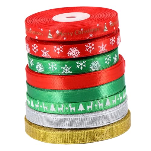 WOFASHPURET 8 Rollen Teiliges Weihnachtsband mit Schneeflockenmuster Yards pro Langlebiges Deko Geschenkband für Weihnachtsbaum Geschenkverpackung und Festliche Dekoration WOFASHPURET 8 Rollen Teiliges Weihnachtsband mit Schneeflockenmuster Yards pro Langlebiges Deko Geschenkband für Weihnachtsbaum Geschenkverpackung und Festliche Dekoration von WOFASHPURET