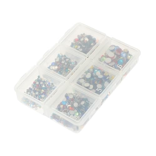 WOFASHPURET Fach Sortierbox Nagelstrasssteine Bunte Flache DIY Nail Art Charms Vielseitige Maniküre Dekoration für Kreative Nagelgestaltung und Bastelarbeiten von WOFASHPURET