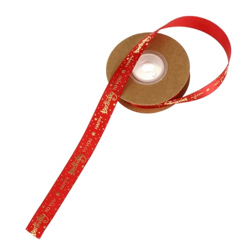 WOFASHPURET Geburtstags Satinband Glänzendes Rotes Geschenkband mit Goldener Prägung Vielseitiges DIY Geschenkverpackungsband für Partydekoration und Blumenarrangements WOFASHPURET Geburtstags Satinband Glänzendes Rotes Geschenkband mit Goldener Prägung Vielseitiges DIY Geschenkverpackungsband für Partydekoration und Blumenarrangements von WOFASHPURET