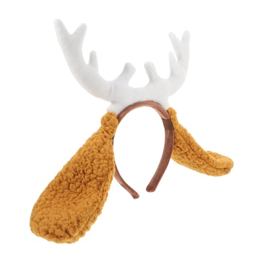 WOFASHPURET Party-Kopfbedeckung Hirschgeweih Stirnbänder Kopfschmuck aus Geweih Stirnband mit Welpenohren Kopfschmuck aus Hirschhorn Cartoon-Haar-Accessoires Plastik von WOFASHPURET