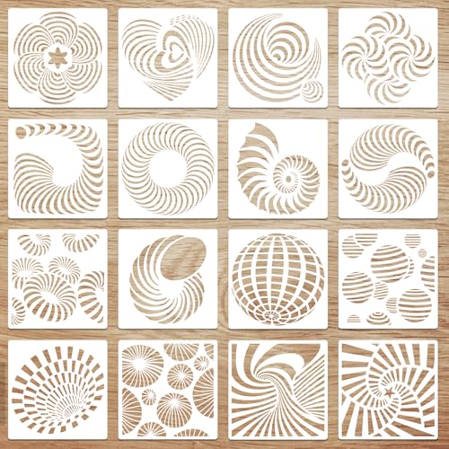 16 Stück Schablonen Set, Wiederverwendbar Kunststoff Schablonen Vorlagen, Zeichnung Malschablonen DIY Schablonen für Holz, Boden, Möbel Wandgestaltung, Scrapbooking von WOFEU