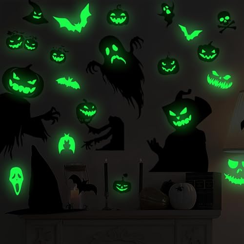 Fledermäuse Wandaufkleber, Glow in the Dark Fledermaus Geist Dekoration Aufkleber für Halloween Home Decor, Fledermaus Geist Aufkleber Raumdekoration für Raumdekor von WOFEU