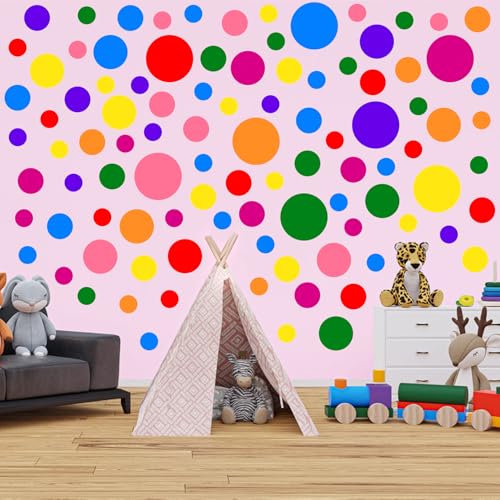 Bunte Polka Dot Wandaufkleber für Kinderzimmer Dekor, Boho Runde Kreis Polka Dot Wandaufkleber für Kinder Schlafzimmer Wohnzimmer, Klassenzimmer, Spielzimmer Dekor（24 Stück） von WOFEU