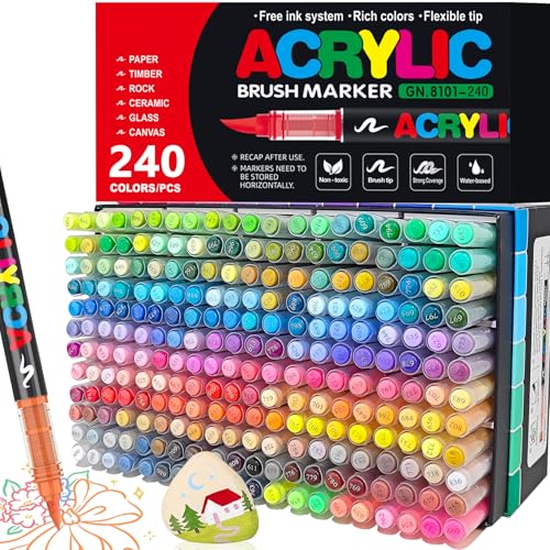 WOGOPRO 240 Farben Acrylstifte für Steine Wasserfest, 1-5mm Pinsel Acrylmarker, Acrylic Marker Set für Holz, Leinwand, Stein, Keramik, Glas, Stoff, Acrylstifte Paint Marker für Ostern und Weihnachten WOGOPRO 240 Farben Acrylstifte für Steine Wasserfest, 1-5mm Pinsel Acrylmarker, Acrylic Marker Set für Holz, Leinwand, Stein, Keramik, Glas, Stoff, Acrylstifte Paint Marker für Ostern und Weihnachten von WOGOPRO