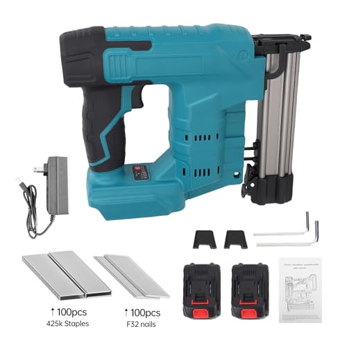 20 -V -Kabelbrad Nailer, Electric Nail Machine Pinsel ohne Nagelpistole mit einzelnen kontinuierlichen Modi 2x2000mAh -Batterien für Holzbearbeitungsschrank- und Rahmenprojekte von WOHPNLE