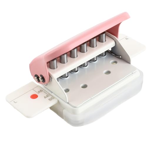 Hole Puncher, Pink Manual Looseleaf Punch mit Schrottbox 5 Blechkapazität für A4/B5/A5 Papier, Büro und Schule (26/30/20 Löcher) von WOHPNLE