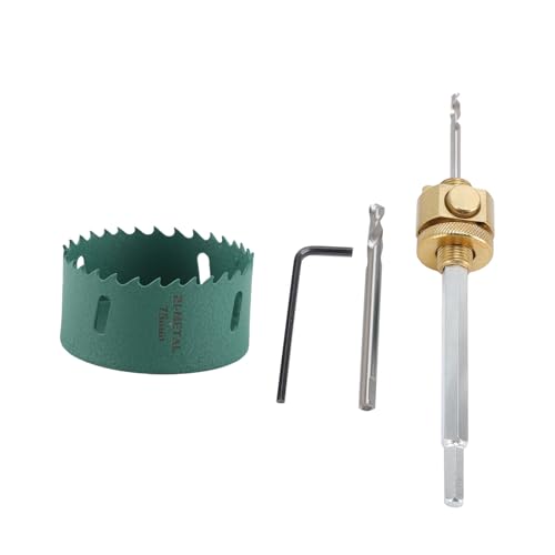 Lochsäge Bohrbit, 75 mm / 3 Zoll Deckenlochsäure mit schnellem Wechsel Hex Shank Extension Pole Legierung Stahllochöffner für Dose Light- und Holzplatine Schneiden (75mm / 3in Hole Saw) von WOHPNLE