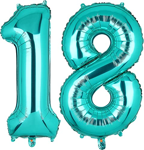 Luftballon 18.Geburtstag Smaragdgrün,XXL Riesen Smaragdgrün Folienballon 18 81 für Frauen,40"Luftballon 18.Geburtstag,Zahlen 1 und 8 Folienballon für 18 Jahre Geburtstagsdeko Jubiläum Party Dekoration von WOIRROIP