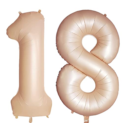 Luftballon 18. Geburtstag Karamell, XXL Riesen Karamell Folienballon 18 81 für Frauen,40"Luftballon 18. Geburtstag,Zahlen 1 und 8 Folienballon für 18 Jahre Geburtstagsdeko Jubiläum Party Dekoration von WOIRROIP