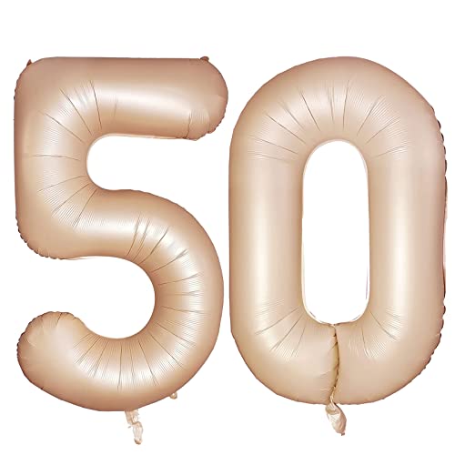 Luftballon 50. Geburtstag Karamell, XXL Riesen Karamell Folienballon 50 für Frauen,40"Luftballon 50. Geburtstag,Zahlen 5 und 0 Folienballon für 50 Jahre Geburtstagsdeko Jubiläum Party Dekoration von WOIRROIP