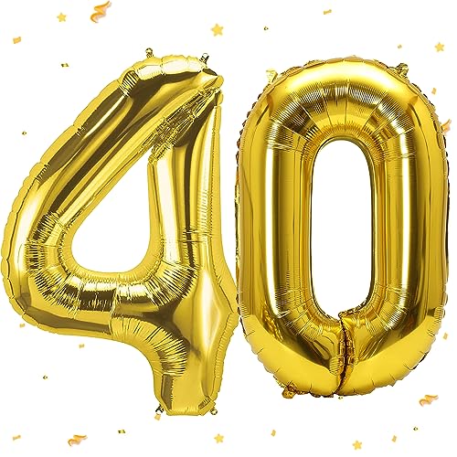Luftballon 40. Geburtstag Gold, XXL Riesen Gold Folienballon 40 für Frauen,40"Luftballon 40. Geburtstag,Zahlen 4 und 0 Folienballon für 40 Jahre Geburtstagsdeko Jubiläum Party Dekoration von WOIRROIP