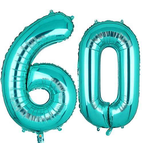 Luftballon 60.Geburtstag Smaragdgrün,XXL Riesen Smaragdgrün Folienballon 60 für Frauen,40"Luftballon 60. Geburtstag,Zahlen 6 und 0 Folienballon für 60 Jahre Geburtstagsdeko Jubiläum Party Dekoration von WOIRROIP