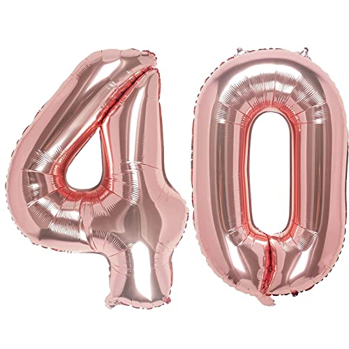 Roségold Luftballon 40. Geburtstag , XXL Roségold Folienballon 40 für Frauen,40"Luftballon 40. Geburtstag,Zahlen 4 und 0 Helium Ballon für Mann Frau 40 Jahre Geburtstagsdeko Jubiläum Party Dekoration von WOIRROIP