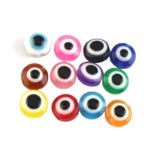 WOIWO 1 Packung (100 Stück) Harz-Perlen, flach, rund, Fischauge, Teufelsauge, Hühneraugen, DIY-Zubehör, Perlen, lose Perlen, Materialzubehör von WOIWO