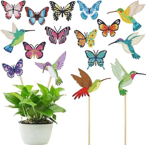 12er Set Diamond Painting Schmetterling Birdie Gartenstecker -Dekorative Diamant Painting Kinder Gemalte Schmetterlinge für Außenbereich,Vintage Garten Deko Art Blumenstecker Blumentöpfe Pflanzsäule 12er Set Diamond Painting Schmetterling Birdie Gartenstecker -Dekorative Diamant Painting Kinder Gemalte Schmetterlinge für Außenbereich,Vintage Garten Deko Art Blumenstecker Blumentöpfe Pflanzsäule von WOKICOR