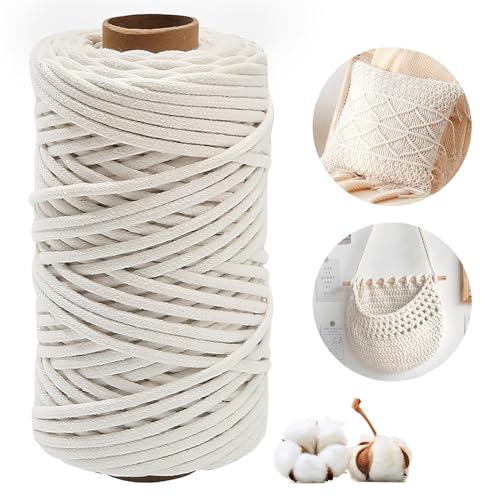Makramee Garn Natur 4mm x 100m -4mm Naturfarbenes Baumwollgarn für DIY Projekte, Umweltfreundlich, Weich, Stark - Ideal für Wandbehänge, Pflanzenhänger & Handarbeit Garn Bobbiny Makramee Garn Natur 4mm x 100m -4mm Naturfarbenes Baumwollgarn für DIY Projekte, Umweltfreundlich, Weich, Stark - Ideal für Wandbehänge, Pflanzenhänger & Handarbeit Garn Bobbiny von WOKICOR