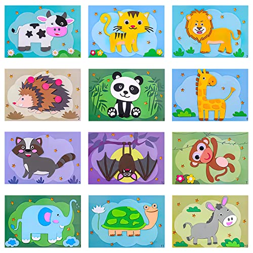 12 Stück Cartoon Eva Aufkleber Spielzeug 3D-Aufkleber DIY Kinder Tier Handgemachte Aufkleber Animal Sticker Safe Foam Lustige Aufkleber süßes Lernspielzeug für Kinder (Classic Animals) von WOKICOR
