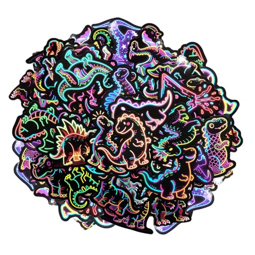 WOKICOR Dinosaurier Sticker Set 56 Stück Neon Aufkleber, Wasserdichte Vinyl Sticker für Kinder, Laptop, Auto, Skateboard, Fahrrad, Koffer, Lustige Cartoon Aufkleber Kinder Geschenk DIY Basteln Party WOKICOR Dinosaurier Sticker Set 56 Stück Neon Aufkleber, Wasserdichte Vinyl Sticker für Kinder, Laptop, Auto, Skateboard, Fahrrad, Koffer, Lustige Cartoon Aufkleber Kinder Geschenk DIY Basteln Party von WOKICOR