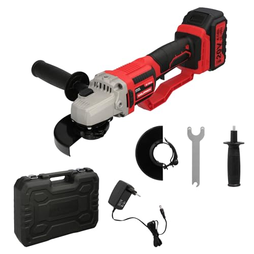 Akku-Schleifmaschine, 20 Volt, mit Akku 4,0 Ah, Ø 115 mm, 7.000 U/min, Griff mit 3 Positionen, Achse M14, verstellbarer Scheibenschutz Akku-Schleifmaschine, 20 Volt, mit Akku 4,0 Ah, Ø 115 mm, 7.000 U/min, Griff mit 3 Positionen, Achse M14, verstellbarer Scheibenschutz von WOLFPACK