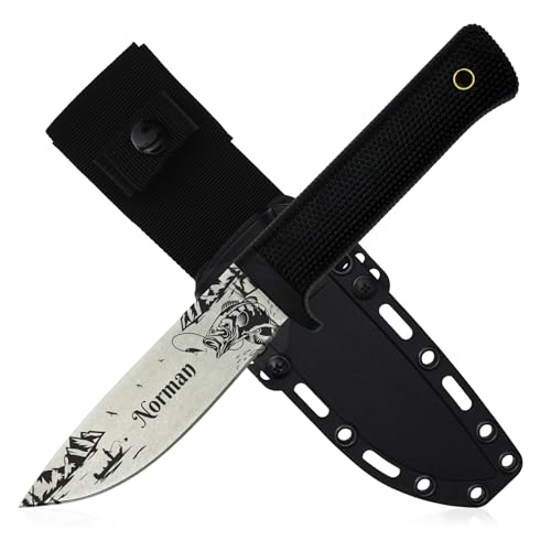 WOLFSARTIG Angelmesser mit Namen - Angler Geschenke für Männer - Geburtstag, Vatertag, Weihnachten – personalisierbares Messer mit Gravur (Stonewash - ohne Ständer) von WOLFSARTIG