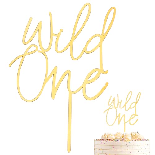 Happy Birthday Tortendeko Gold, Acryl Cake Topper Kuchendekoration, Wild One Kuchen Deko für Jungen Mädchen 1. Geburtstag Party Torte Dekorationen Suppllies, Größe 15x11,5cm Happy Birthday Tortendeko Gold, Acryl Cake Topper Kuchendekoration, Wild One Kuchen Deko für Jungen Mädchen 1. Geburtstag Party Torte Dekorationen Suppllies, Größe 15x11,5cm von WOLMIK