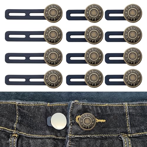 WOLMIK 12 Stück Hosenbunderweiterung Knopf Taille Extender Elastischen Metall Knopf Bund Expander Jeans Einziehbare Knöpfe für Hemd Hosen Kleid Hosen WOLMIK 12 Stück Hosenbunderweiterung Knopf Taille Extender Elastischen Metall Knopf Bund Expander Jeans Einziehbare Knöpfe für Hemd Hosen Kleid Hosen von WOLMIK