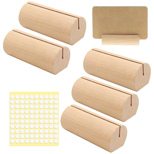 WOLMIK 5 Stück Kartenhalter Holz, Tischkartenhalter mit Doppelseitigen Klebstoff, Kartenständer Postkartenhalter Fotohalter für Hochzeiten, Restaurants, Bankette und Partys Menükartenhalter von WOLMIK
