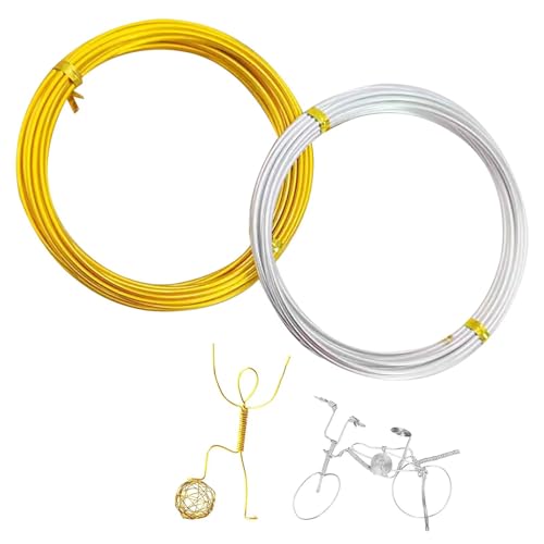 WOLMIK Basteldraht 1mm x 10m, Aluminiumdraht Silberner, Schmuckdraht, Draht zum Basteln, Weicher Draht für Schmuck, Dekoteile, DIY-Skulpturen, Kranzherstellung (Silber+Gold) von WOLMIK