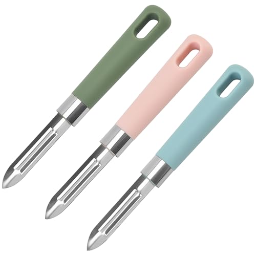 WOLMIK Obstschäler Sparschäler, Multifunktionsschäler aus Edelstahl, Ergonomischer grif für Gemüse Kartoffel und Karott Gemüseschäler, 3 Stück von WOLMIK