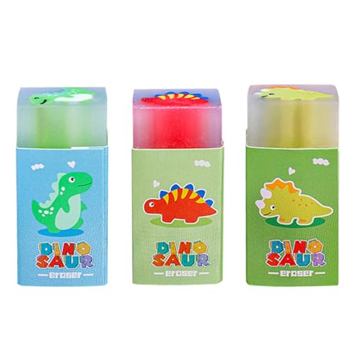 WOLMIK Radiergummi Set - 3 Stück Dinosaurier Radiergummi, Niedliche Soft Radierer für Schule Bürobedarf Student Schreibwaren Skizzen von WOLMIK