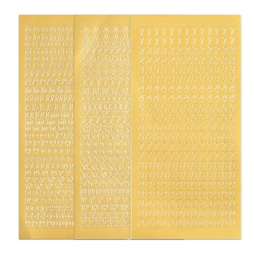 WOLMIK Sticker Buchstaben-Set Groß- und Kleinbuchstaben mit Zahlen zum Beschriften von glatten Flächen wie Kerzen zur Taufe Kommunion oder Hochzeit - Gold WOLMIK Sticker Buchstaben-Set Groß- und Kleinbuchstaben mit Zahlen zum Beschriften von glatten Flächen wie Kerzen zur Taufe Kommunion oder Hochzeit - Gold von WOLMIK