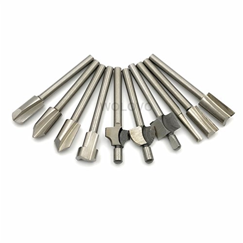 HSS-Oberfräsen-Bits, 10 Stück, 3 mm, Mini-Schaft, für Dremel Foredom Drehwerkzeug-Set HSS-Oberfräsen-Bits, 10 Stück, 3 mm, Mini-Schaft, für Dremel Foredom Drehwerkzeug-Set von WOLOVO