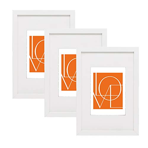 WOLTU Bilderrahmen 13x18 cm, 3er Set, Weiß Holz MDF, Collage Wanddeko, Holzrahmen mit Passepartout, Fotorahmen zum vertikalen oder horizontalen Aufhängen/Aufstellen von WOLTU