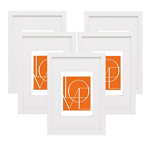 WOLTU Bilderrahmen 13x18 cm, 5er Set, Weiß Holz MDF, Collage Wanddeko, Holzrahmen mit Passepartout, Fotorahmen zum vertikalen oder horizontalen Aufhängen/Aufstellen WOLTU Bilderrahmen 13x18 cm, 5er Set, Weiß Holz MDF, Collage Wanddeko, Holzrahmen mit Passepartout, Fotorahmen zum vertikalen oder horizontalen Aufhängen/Aufstellen von WOLTU